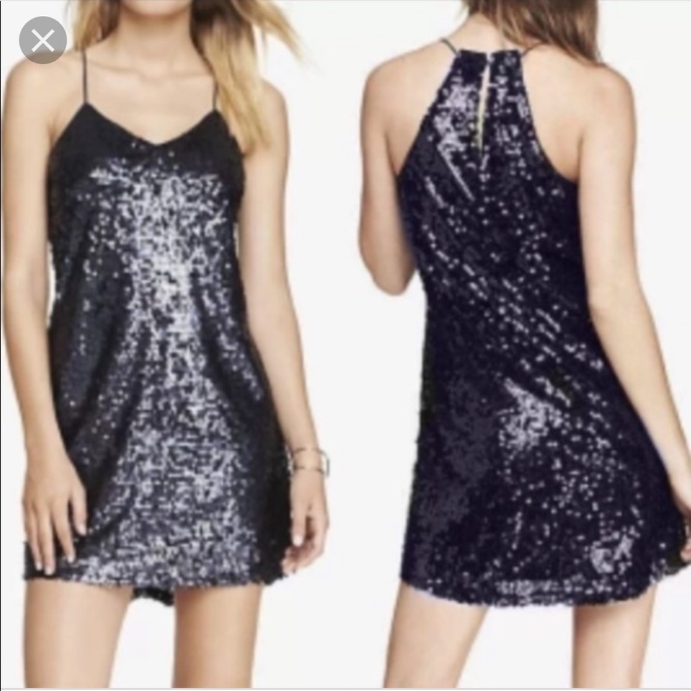 Navy Blue Sequin Dress from Express